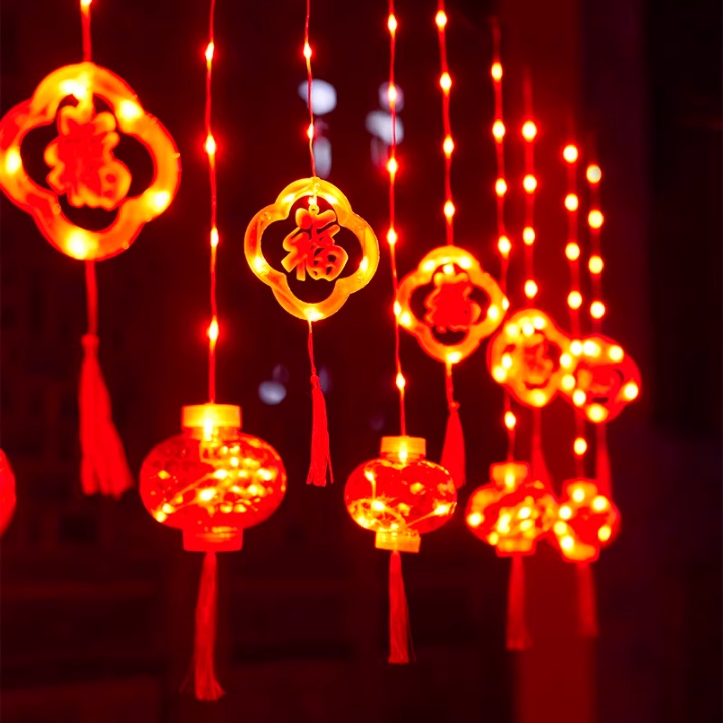 新年春节阳台喜庆小灯笼挂饰过年中国风户外庭院红色彩灯喜庆装饰