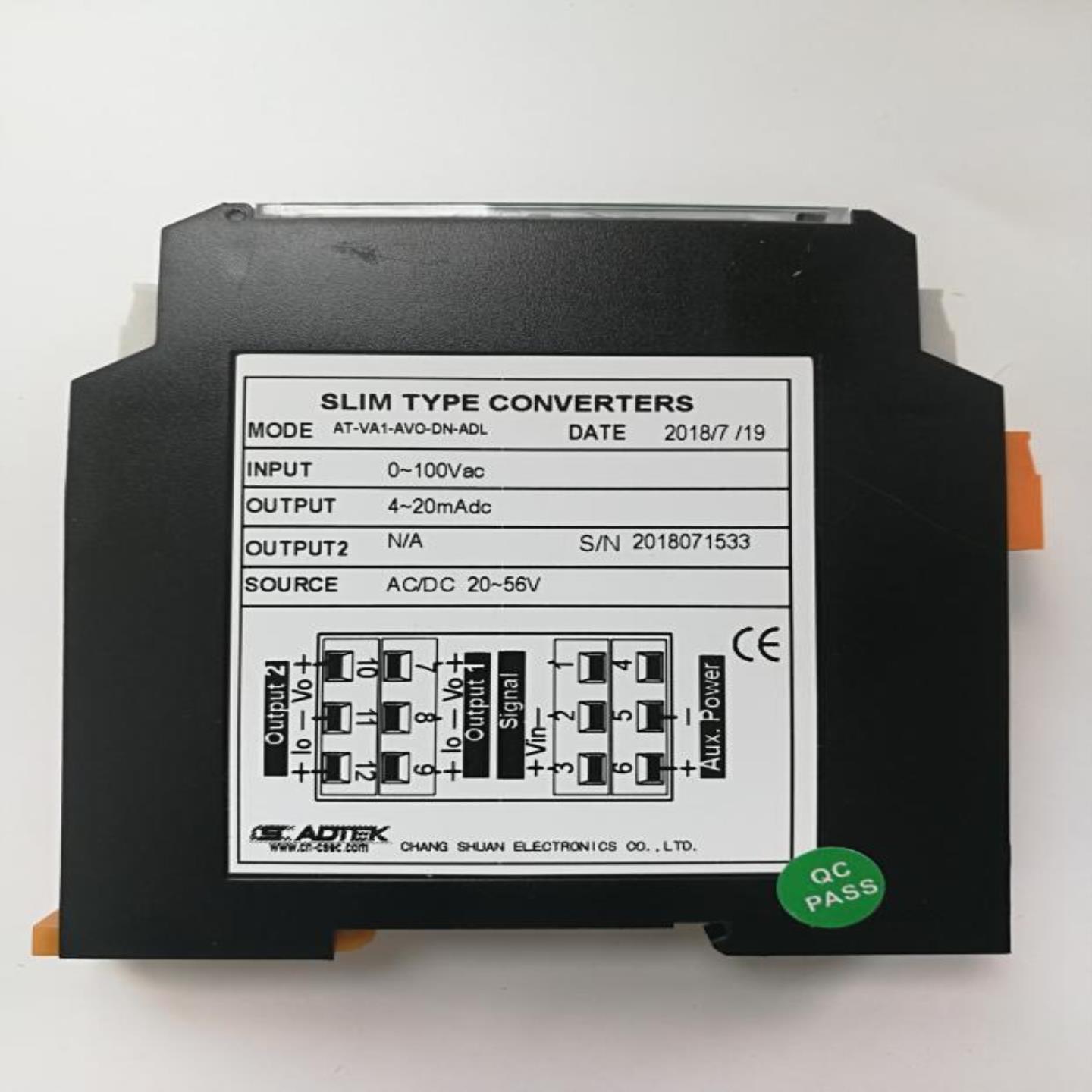 ADTEK铨盛变送器转换器AT2000系列AT-VA1-AA4-DN-ADL电流转电流