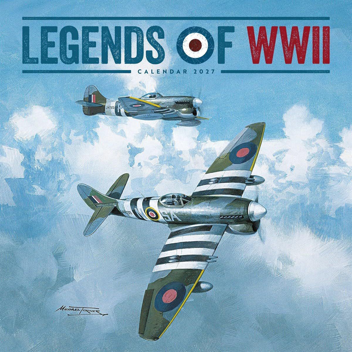 预售 二战传奇飞机 2027年挂历 轰炸机喷火战斗机 英文原版 进口日历 Legends of WWII Calendar