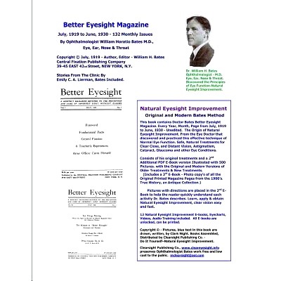 预订 Better Eyesight Magazine - July, 1919 to June, 1930 -132 Monthly Issues by Ophthalmologist William Horatio Bates M.
