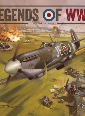 现货 二战传奇飞机2026年挂历 兰卡斯特轰炸机 喷火战斗机 威灵顿 Michael Turner 英文原版 进口日历 Legends of WWII Calendar