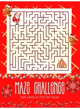 预订 Maze Challenge Help Santa To Find The House: Embark on the journey of 75 uniquely challenging mazes.: 9798868158919