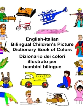 预订 English-Italian Bilingual Children’s Picture Dictionary Book of Colors Dizionario dei colori illustrato per bambin
