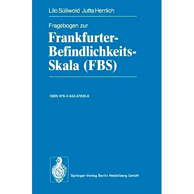 预订 Fragebogen zur Frankfurter-Befindlichkeits-Skala (FBS): 9783642478208