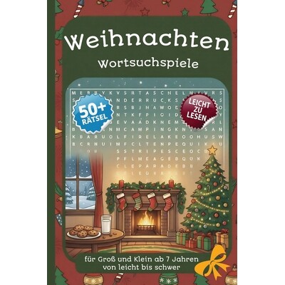 预订 Weihnachten Wortsuchspiel: Für Groß und Klein ab 7 Jahren 50+ Raetsel Leicht zu lesen Gehirnjogging 15.2x21.8 cm,