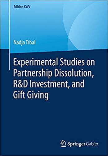 【预售】Experimental Studies on Partnership Dissolution, R&D Investment, and Gift Giving