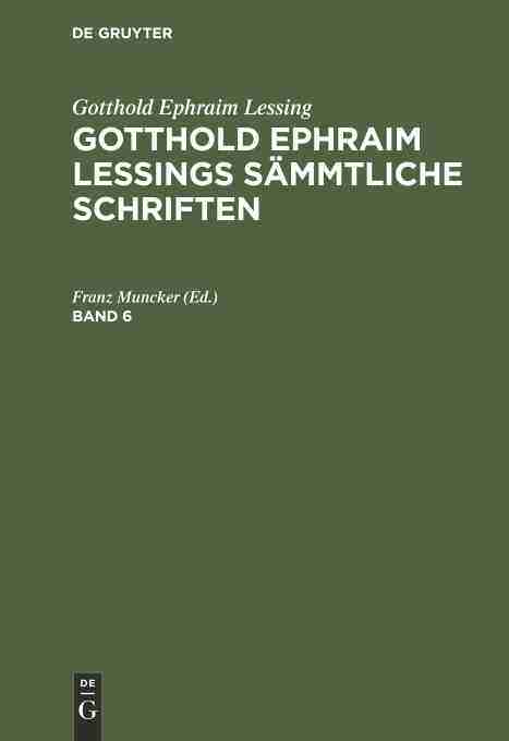【预订】LESSINGS SÄMMTLICHE SCHRIFTEN  BD 6 3A 9783111301556