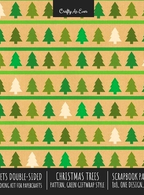 预订 Christmas Trees Pattern Scrapbook Paper Pad 8x8 Decorative Scrapbooking Kit for Cardmaking Gifts, DIY Crafts, Print