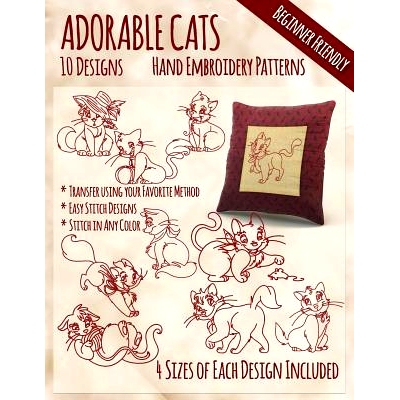 预订 Adorable Cats Hand Embroidery Patterns: 9781530785841