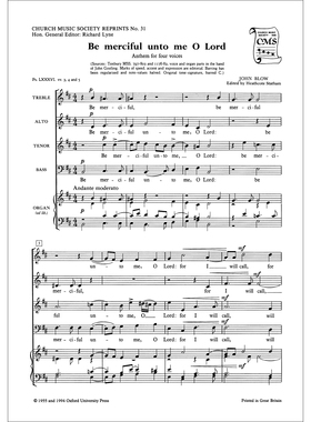 预订 Be merciful unto me, O Lord 求主慈悲：SATB与ATB混合声部诗篇86: 9780193952935