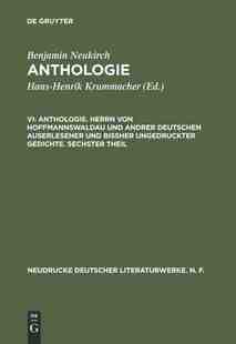 und 9783484280380 Anthologie. auserlese Deutschen andrer Hoffmannswaldau von Herrn 预订