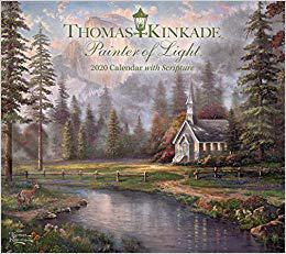 【预售】Thomas Kinkade Painter of Light with Scripture 2020 Deluxe Wall Calendar