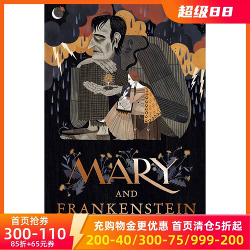 英文原版 Julia Sarda绘本 玛丽·雪莱的故事 平装 纪念《弗兰肯斯坦》200周年 Mary and Frankenstein