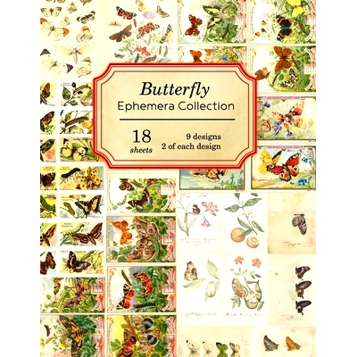 预订 Butterfly Ephemera Collection: 18 sheets - 9 designs - 2 of each design: 9781689125062