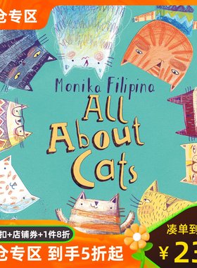 英文原版 猫咪整天做什么？波兰插画师Monika Filipina Trzpil 平装儿童绘本 All about Cats