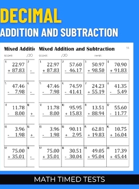 预订 Math Timed Tests: Decimal Addition and Subtraction: 9798851981517