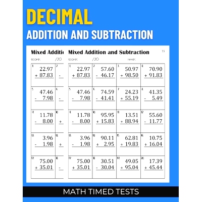 预订 Math Timed Tests: Decimal Addition and Subtraction: 9798851981517