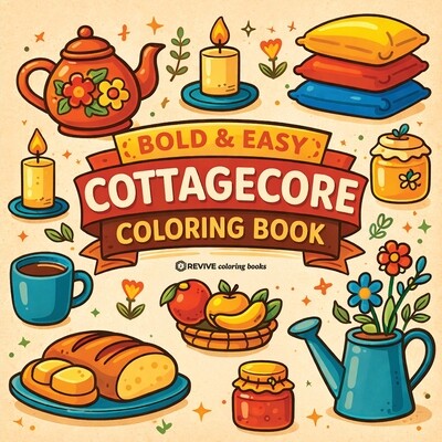 预订 Bold & Easy Cottagecore Coloring Book: Cozy & Relaxing Stress Relief Coloring-Perfect Cozy Girl Gift! 9781834124292