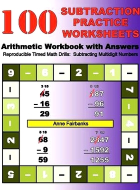预订 100 Subtraction Practice Worksheets Arithmetic Workbook with Answers: Reproducible Timed Math Drills: Subtracting M