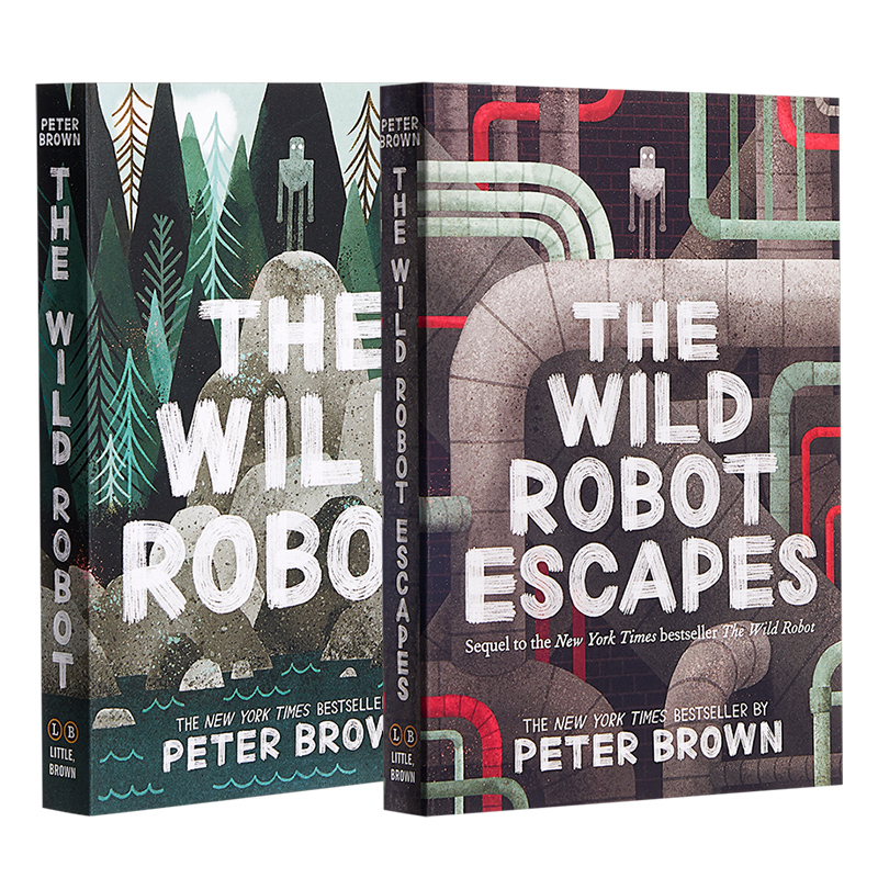 英文原版精装 The Wild Robot荒岛机器人+The Wild Robot Escapes荒岛机器人逃跑了凯迪克奖得主彼得·布朗 Peter Brown