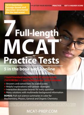 [预订]7 Full-Length MCAT Practice Tests: 5 in the Book and 2 Online, 1610 MCAT Practice Questions Based on 9781927338827