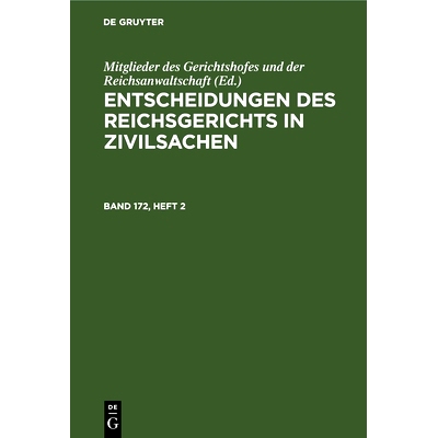 预订 ENTSCH. D. REICHSG. IN ZIVILSACHEN BD. 172/2 ERGZ0: 9783112676172