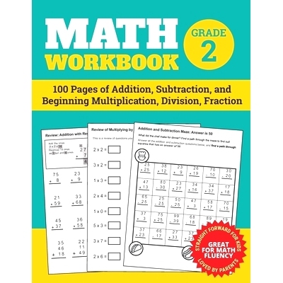 预订 Math Workbook Grade 2: 100 Pages of Addition, Subtraction, and Beginning Multiplication, Division, Fraction: 979866