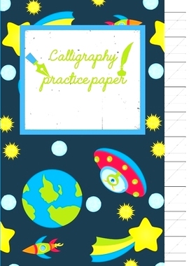 预订 Calligraphy Practice paper: Gifts for space lovers; cute & elegant Nile blue Space Alien hand writing workbook with