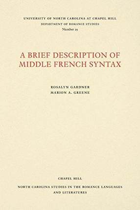 [预订]A Brief Description of Middle French Syntax 9780807890295