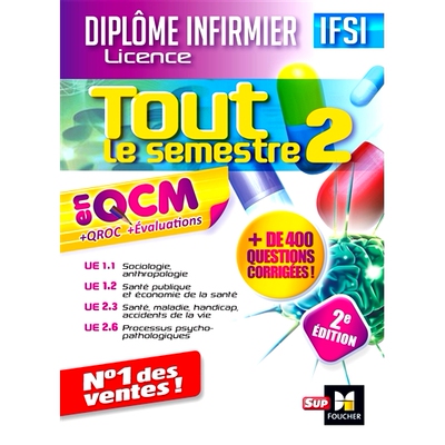 预订 Diplôme infirmier, licence IFSI : tout le semestre 2, en QCM + QROC + évaluations 护理文凭、IFSI 许可证：整个学期