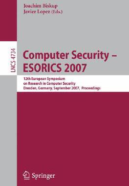 【预订】Computer Security - ESORICS 2007