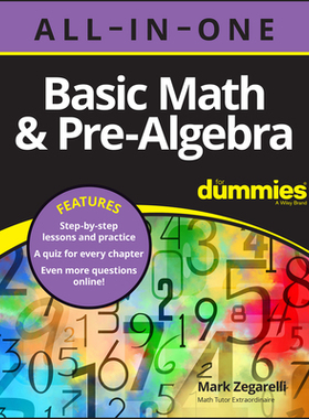 【预订】Basic Math & Pre-Algebra Aio For Dummies 9781119867081