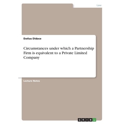预订 Circumstances under which a Partnership Firm is equivalent to a Private Limited Company 9783346663306