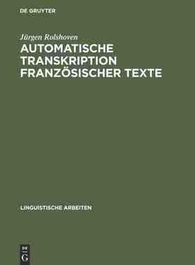 【预订】Automatische Transkription französischer Texte 9783484103023