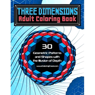 Illusion Three Geometric Book Adult the Patterns Depth Shapes Coloring with Dimensions 预订 9781975601003 and