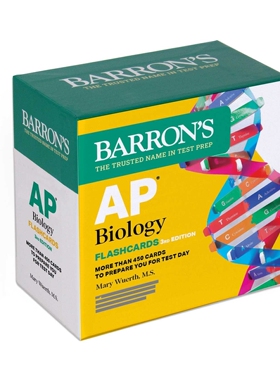 预售 巴朗AP生物学卡片 新版 英文原版 AP Biology Flashcards, Third Edition: Up-to-Date Review (Barron's AP Prep)