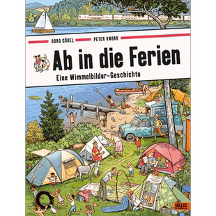 全景视觉大发 2024新作 去度假 精装大开本 原装进口 儿童绘本找找看观察力创造 好忙好忙小镇 Ab in die Ferien