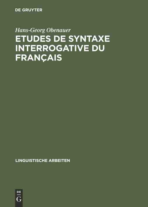 【预订】Etudes de syntaxe interrogative du français 9783484102491