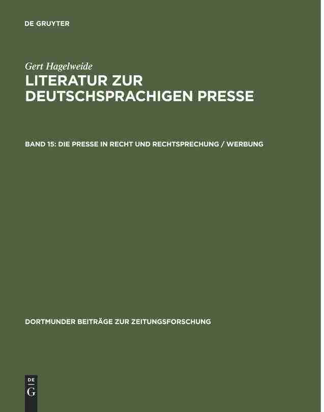 【预订】Die Presse in Recht und Rechtsprechung / Werbung 9783598234842