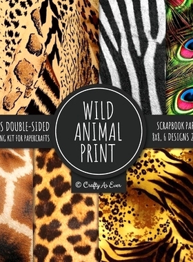 预订 Wild Animal Print Scrapbook Paper Pad 8x8 Scrapbooking Kit for Papercrafts, Cardmaking, Printmaking, DIY Crafts, Na