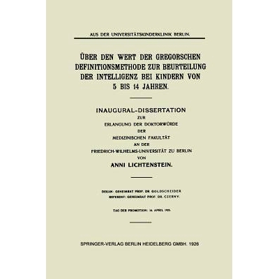 预订 Über den Wert der Gregorschen Definitionsmethode zur Beurteilung der Intelligenz bei Kindern von 5 Bis 14 Jahren: