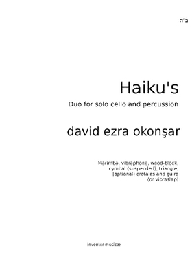 预订 Haikus Duo for Solo Cello and Percussion: Duo for Solo Cello and Percussion: 9781537511122