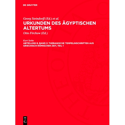 预订 Thebanische Tempelinschriften Aus Griechisch-Römischer Zeit, Teil 1: Steinuaa-B, Abteilung 8, Band 2: 978311277768