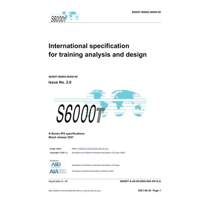 预订 S6000T, International specification for training analysis and design, Issue 2.07: S-Series 2021 Block Release 97884