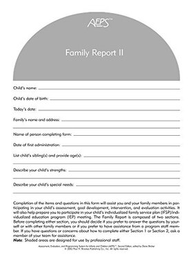 【预售】Assessment, Evaluation, and Programming System for Infants and Children (AEPS®),2/e, Family Report II