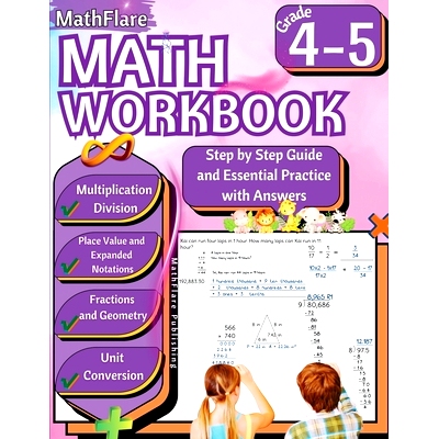 预订 MathFlare - Math Workbook 4th and 5th Grade: Math Workbook Grade 4-5: Multiplication and Division, Fractions, Place