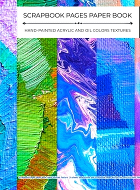 预订 Scrapbook Pages Paper Book: Hand-Painted Texture. 24 sheets background, 8x8 Scrapbook paper with Acrylic and Oil Co