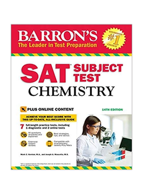 英文原版 巴朗SAT考试指南：化学，第14版 Barron's SAT Chemistry: With Bonus Online Tests