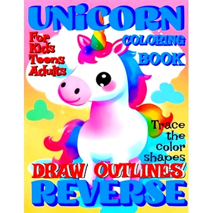 Coloring Outlines Adults for UNICORN Draw Teens Trace Adventure the Book All 預(yù)訂 Creative Reverse Kids Ages