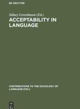 【预订】Acceptability in Language 9789027976239